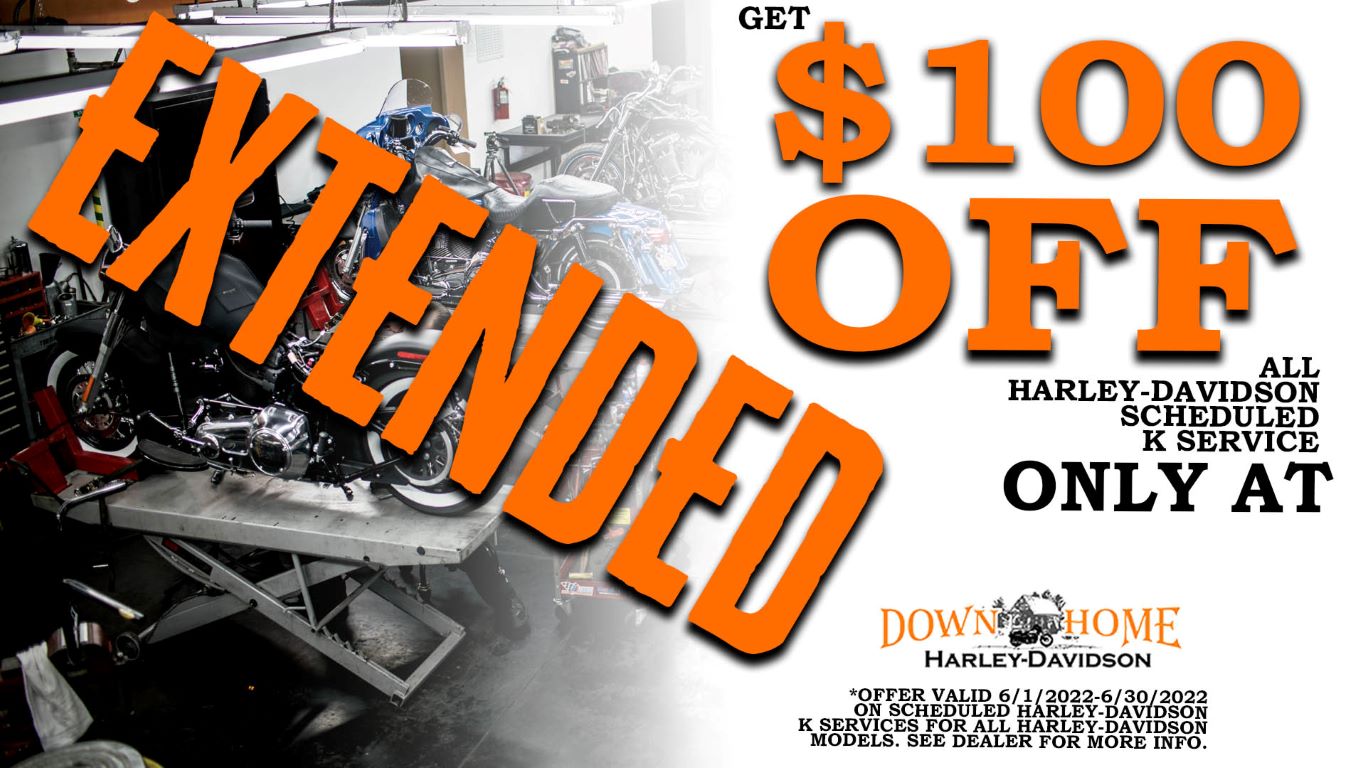 Get $100 off all Harley-Davidson Scheduled K Service